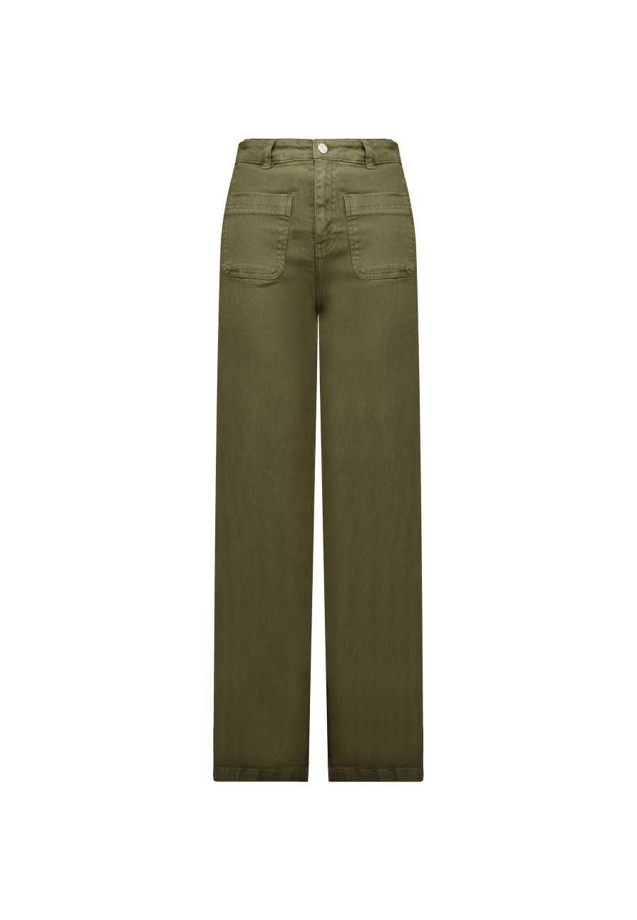 Lizette Wide Leg Jeans in Khaki