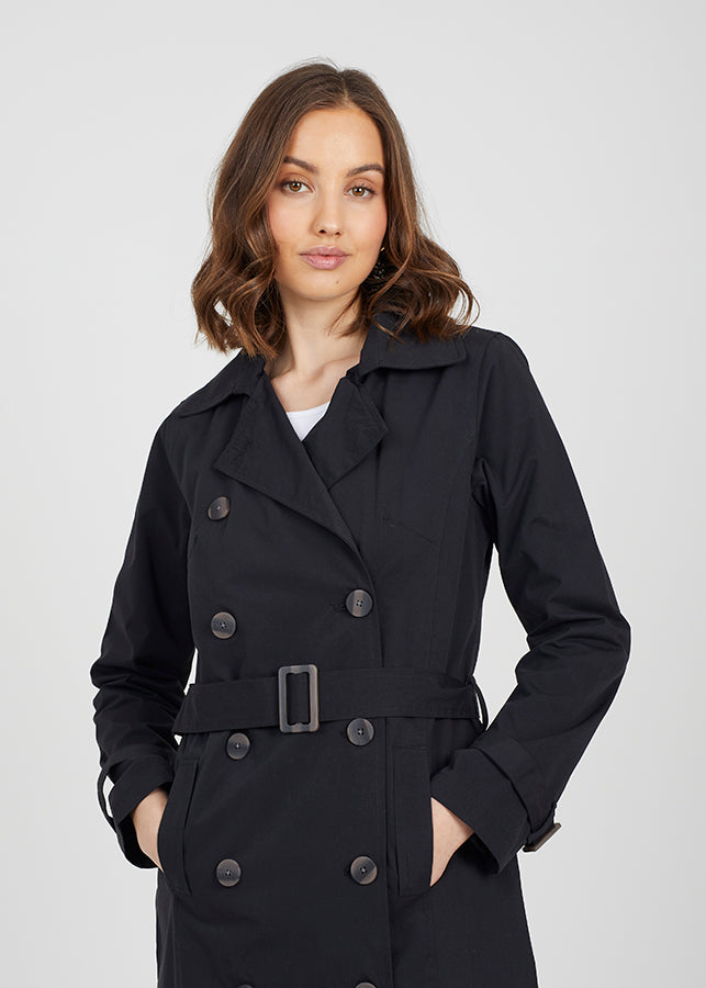 Ayer Maxi Trench Coat in Black