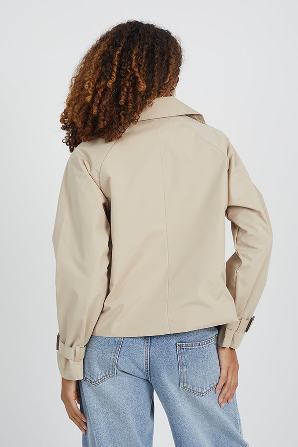 Brandy Short Trench Coat in Stone