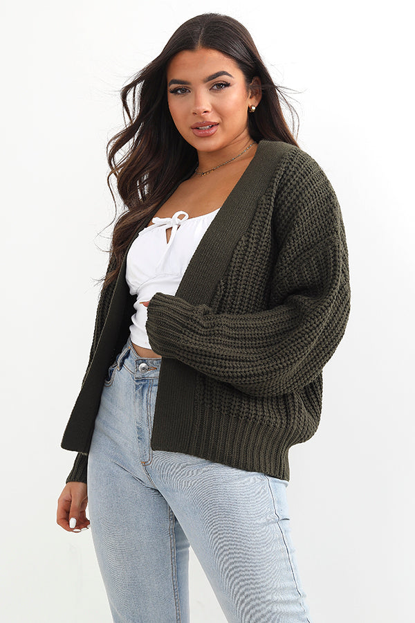 Graciella Chunky Cardigan in Dark Khaki