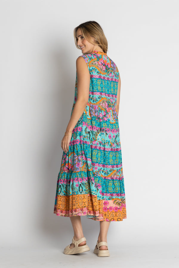 Ratana Cotton Midi Dress in Lagoon