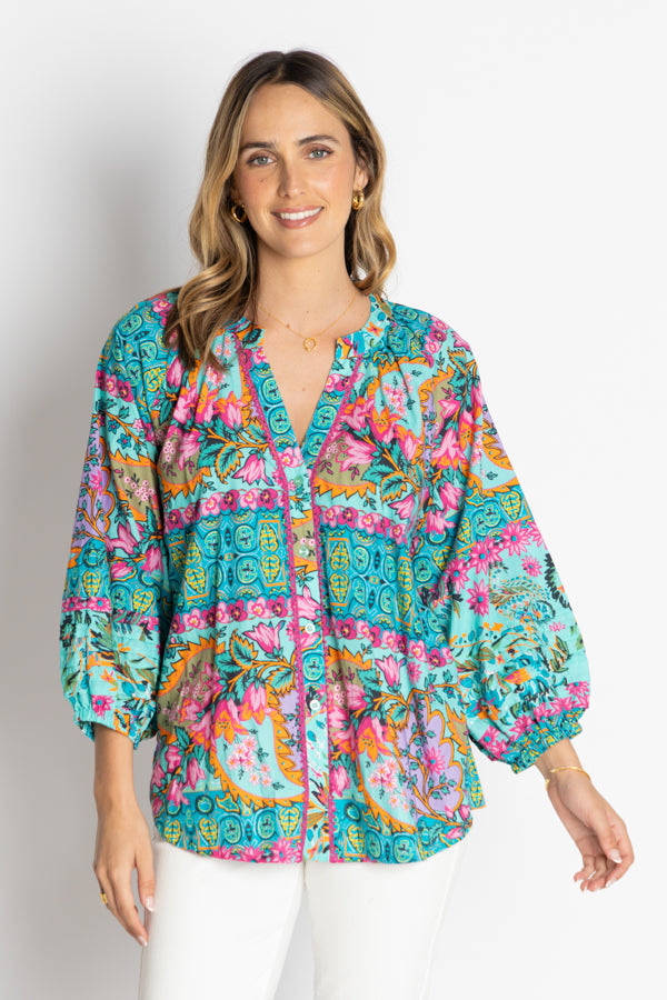 Ratana Cotton Shirt in Lagoon