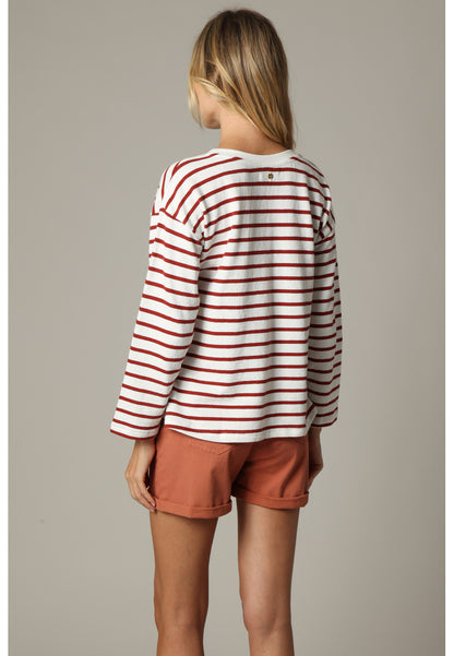 Manila Lightweight Sweatshirt in Cognac Stripe
