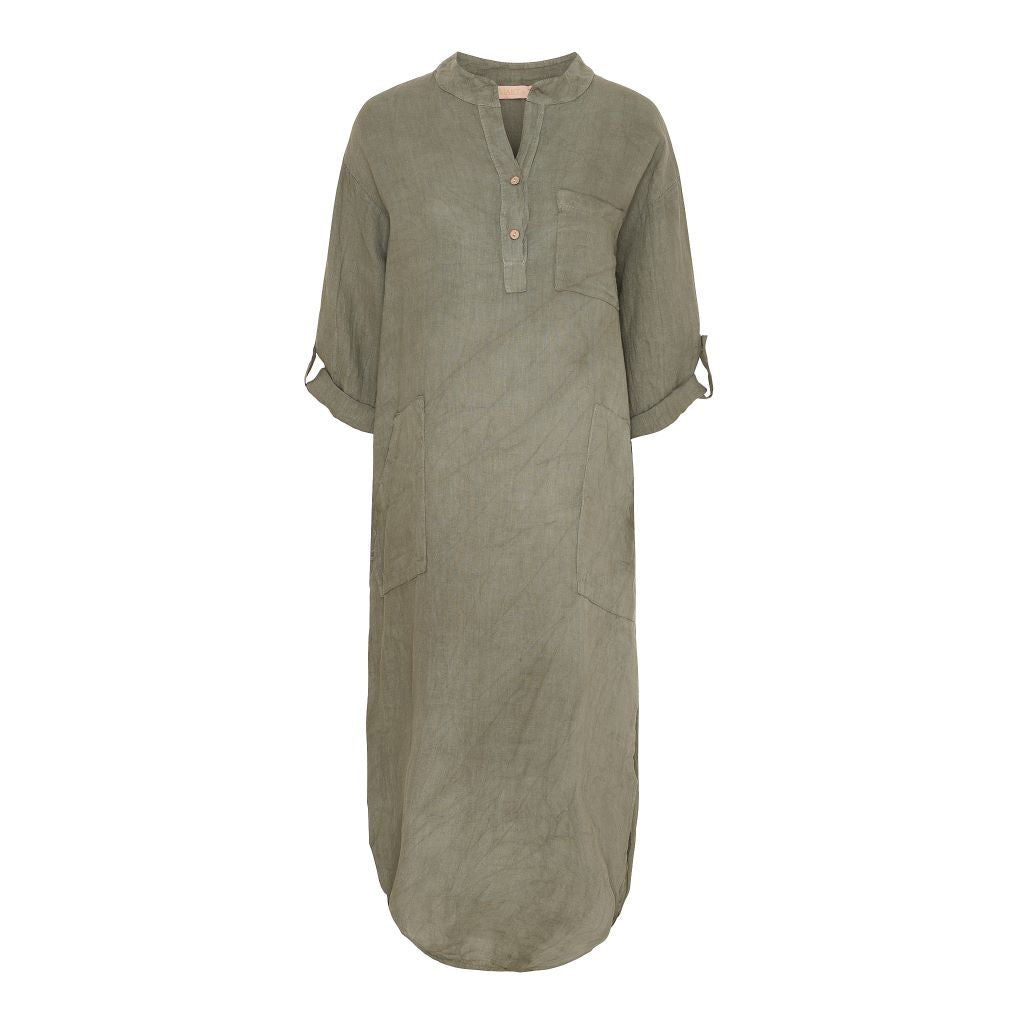 Linen Dress in Military