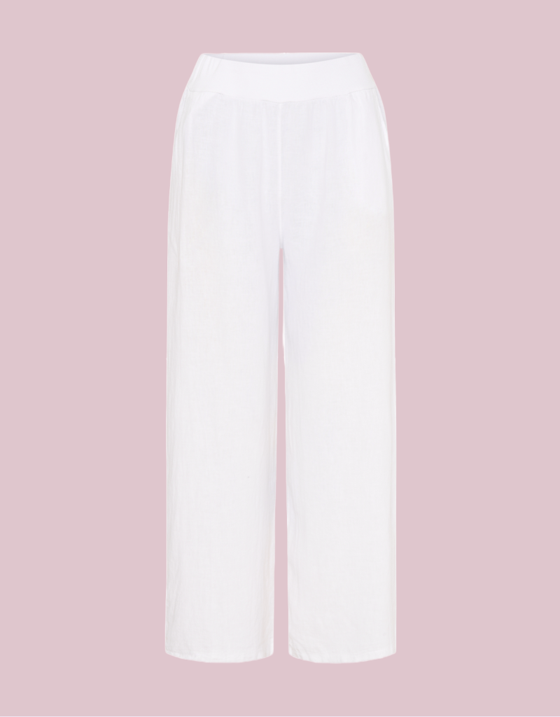 Wide Leg Linen Pants in White