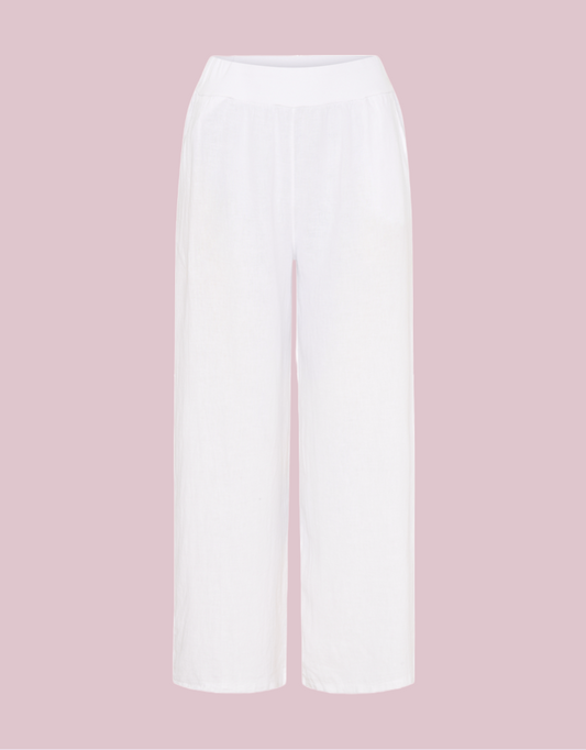 Wide Leg Linen Pants in White