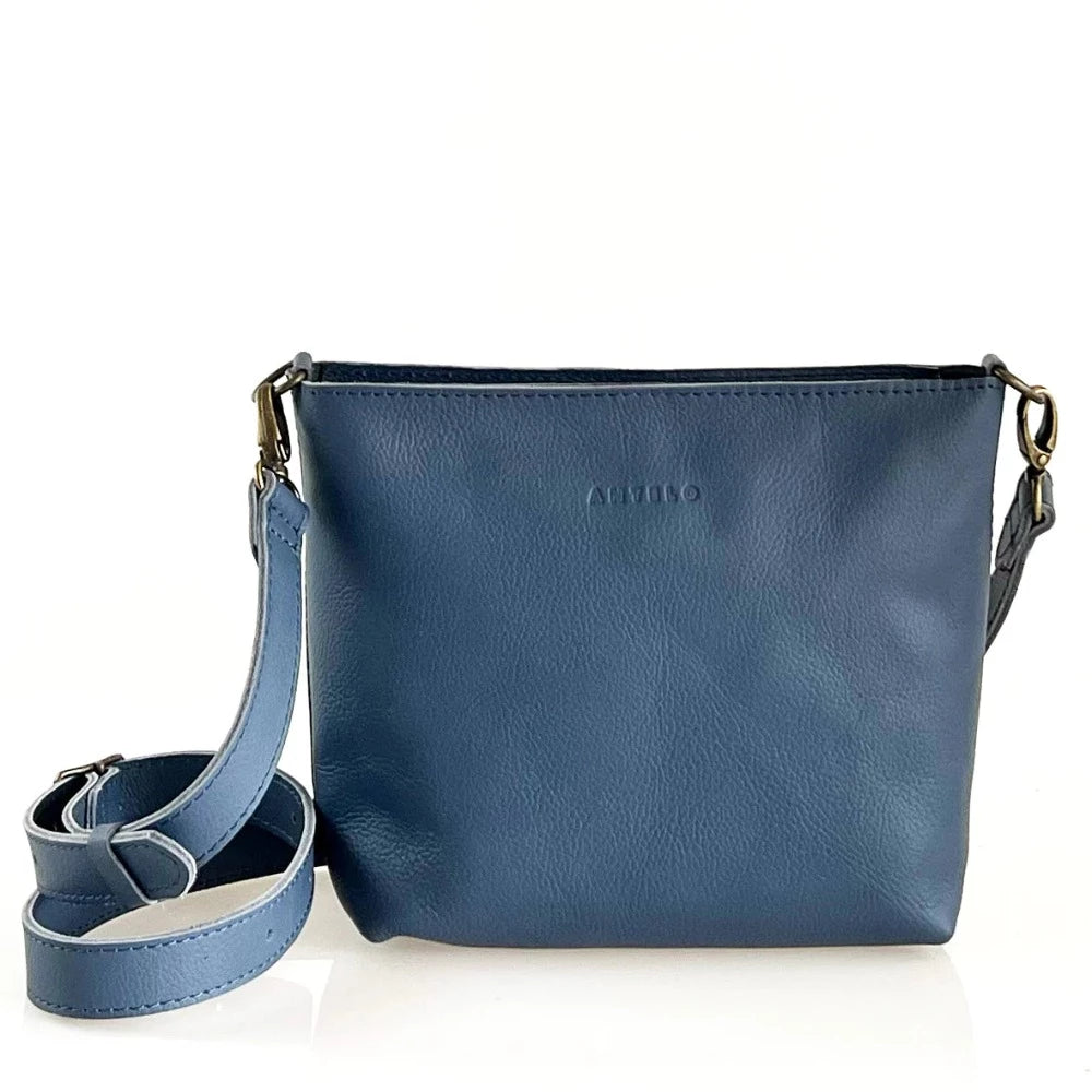 Maxie Petite Orion Blue Leather Crossbody