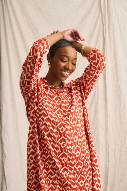 Misty Shirt Dress in Tangerine