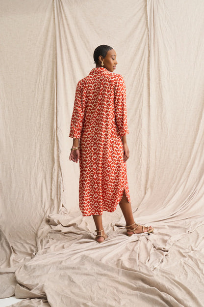 Misty Shirt Dress in Tangerine