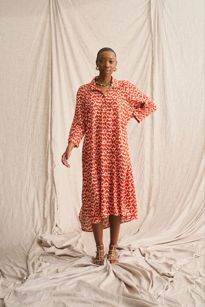 Misty Shirt Dress in Tangerine