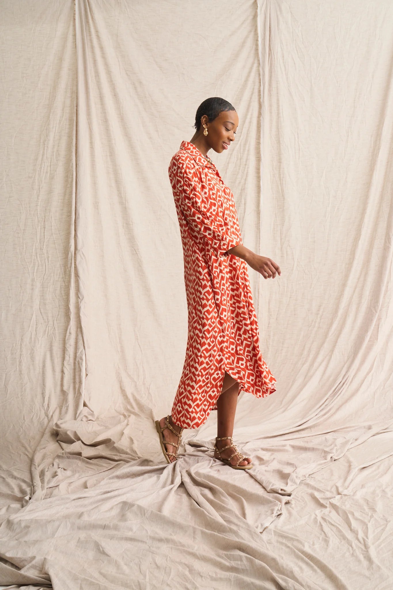 Misty Shirt Dress in Tangerine