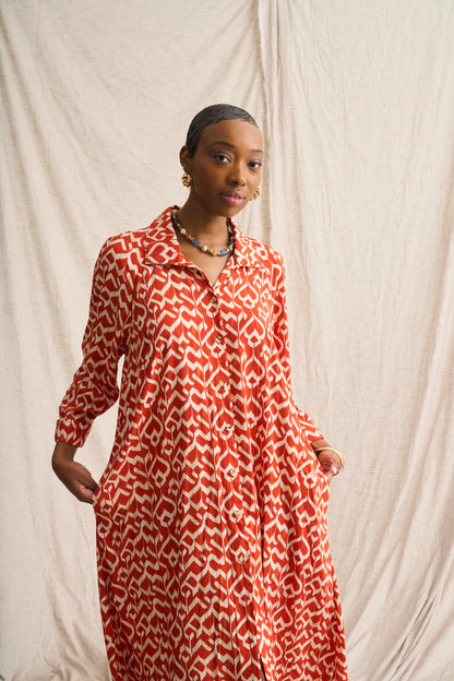 Misty Shirt Dress in Tangerine