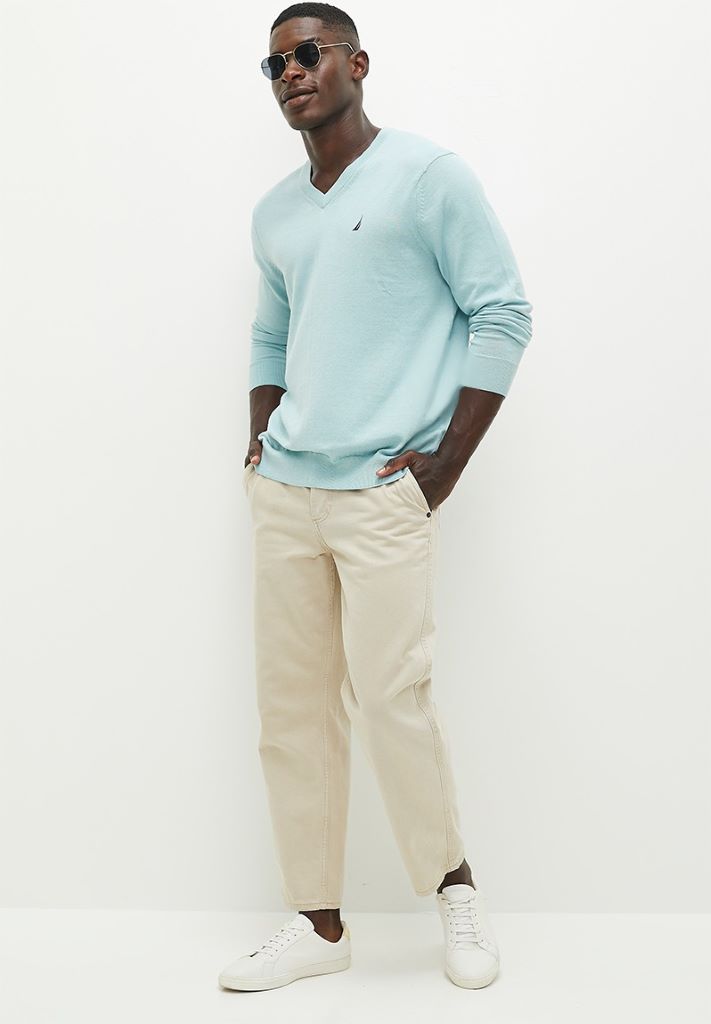 Navtech V-Neck Sweater in Anchor Blue