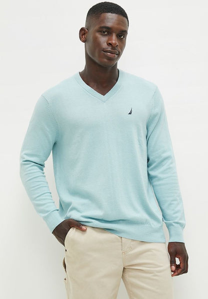 Navtech V-Neck Sweater in Anchor Blue