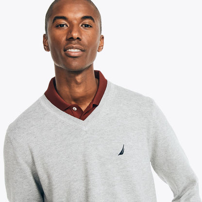 Navtech V-Neck Sweater in Heather Grey