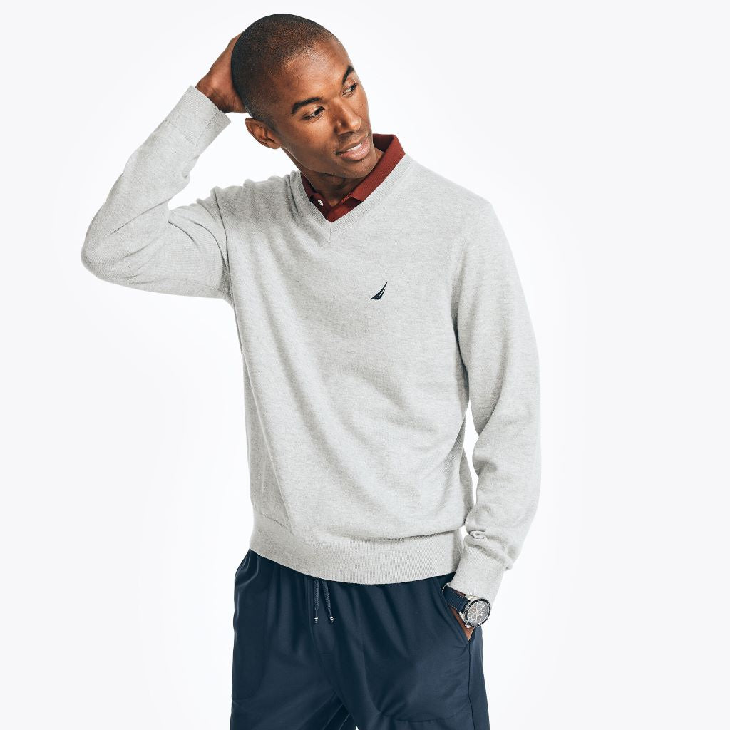 Navtech V-Neck Sweater in Heather Grey