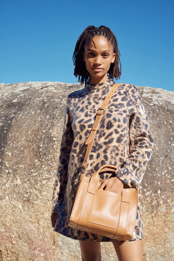 Noa East-West Medium Crossbody Shopper in Almond Tan