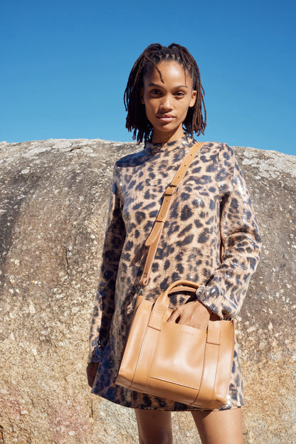 Noa East-West Medium Crossbody Shopper in Almond Tan