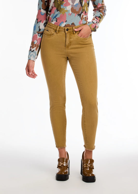 Olivia Slim Ankle Frayed Hem Jeans in Golden