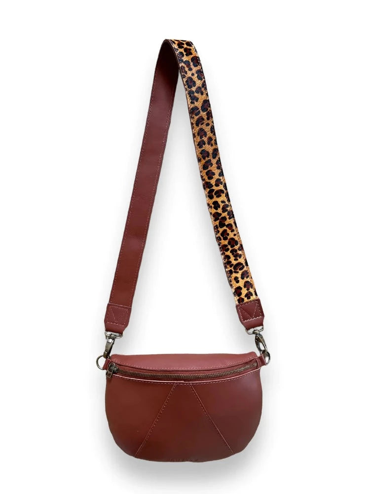 Ruby Eclipse Leather Sable Tan/Jaguar Strap Moon Bag