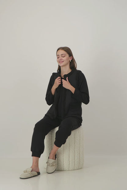 Cuff Detail Track Pants in Black