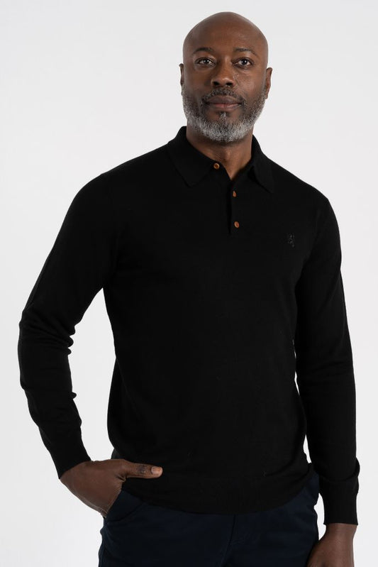 Gary Merino Golfer Sweater in Black