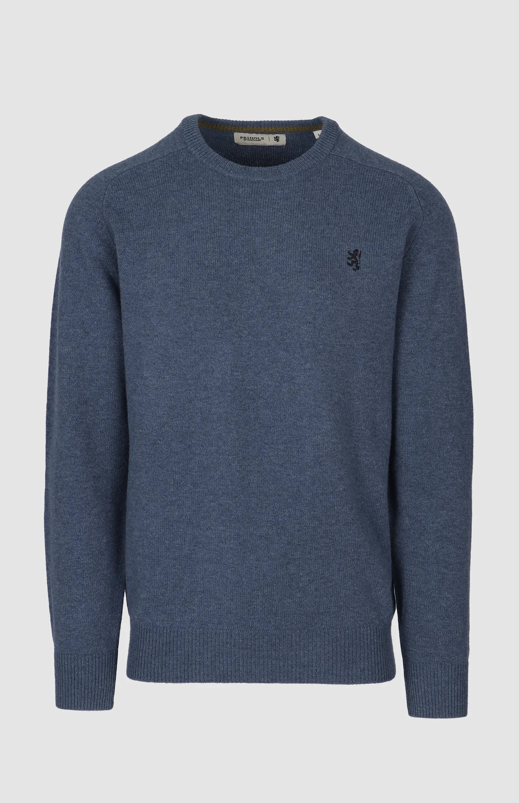 Johnson Lambswool Crew Sweater in Mid Blue