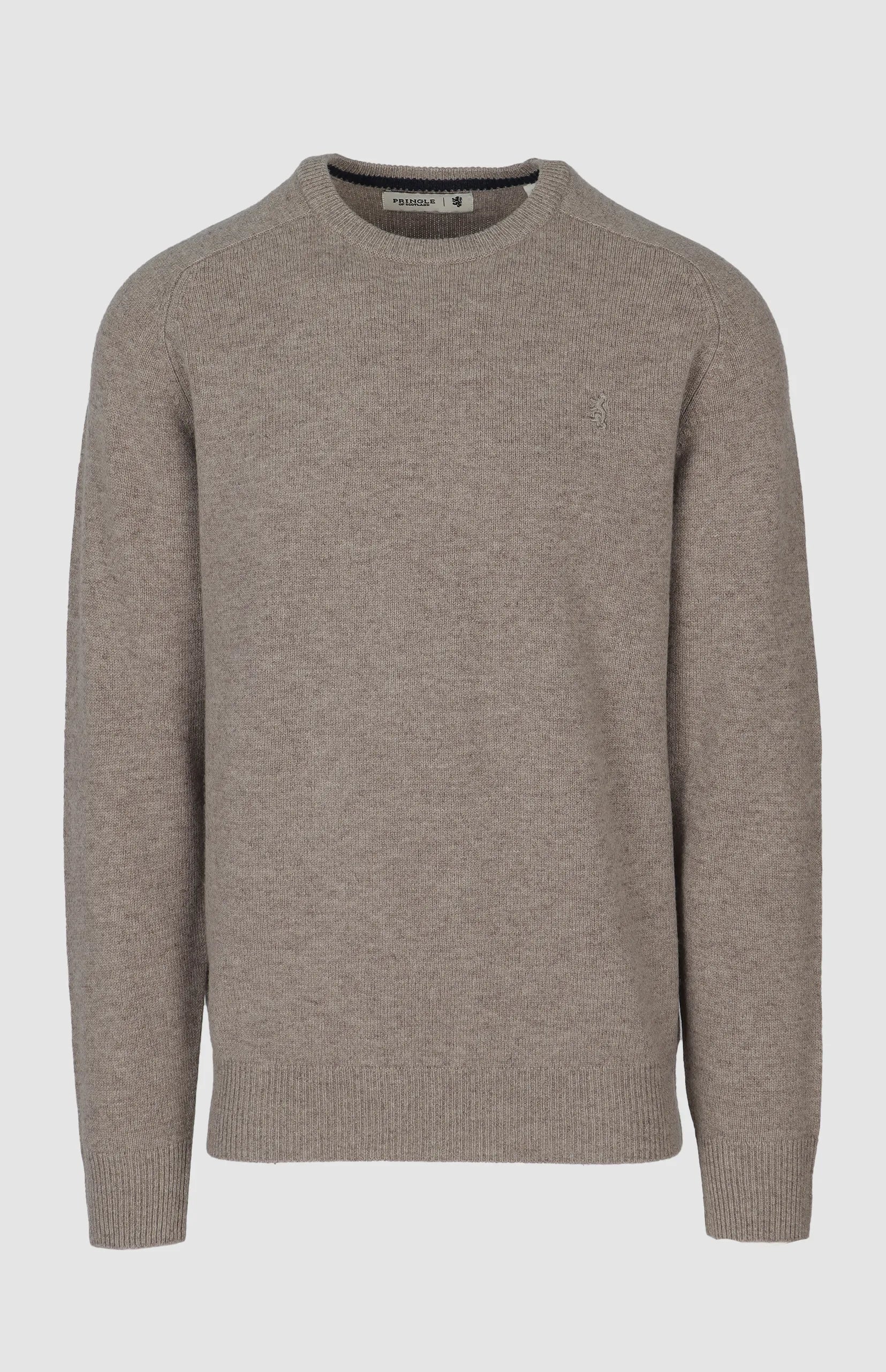 Johnson Lambswool Crew Sweater in Taupe
