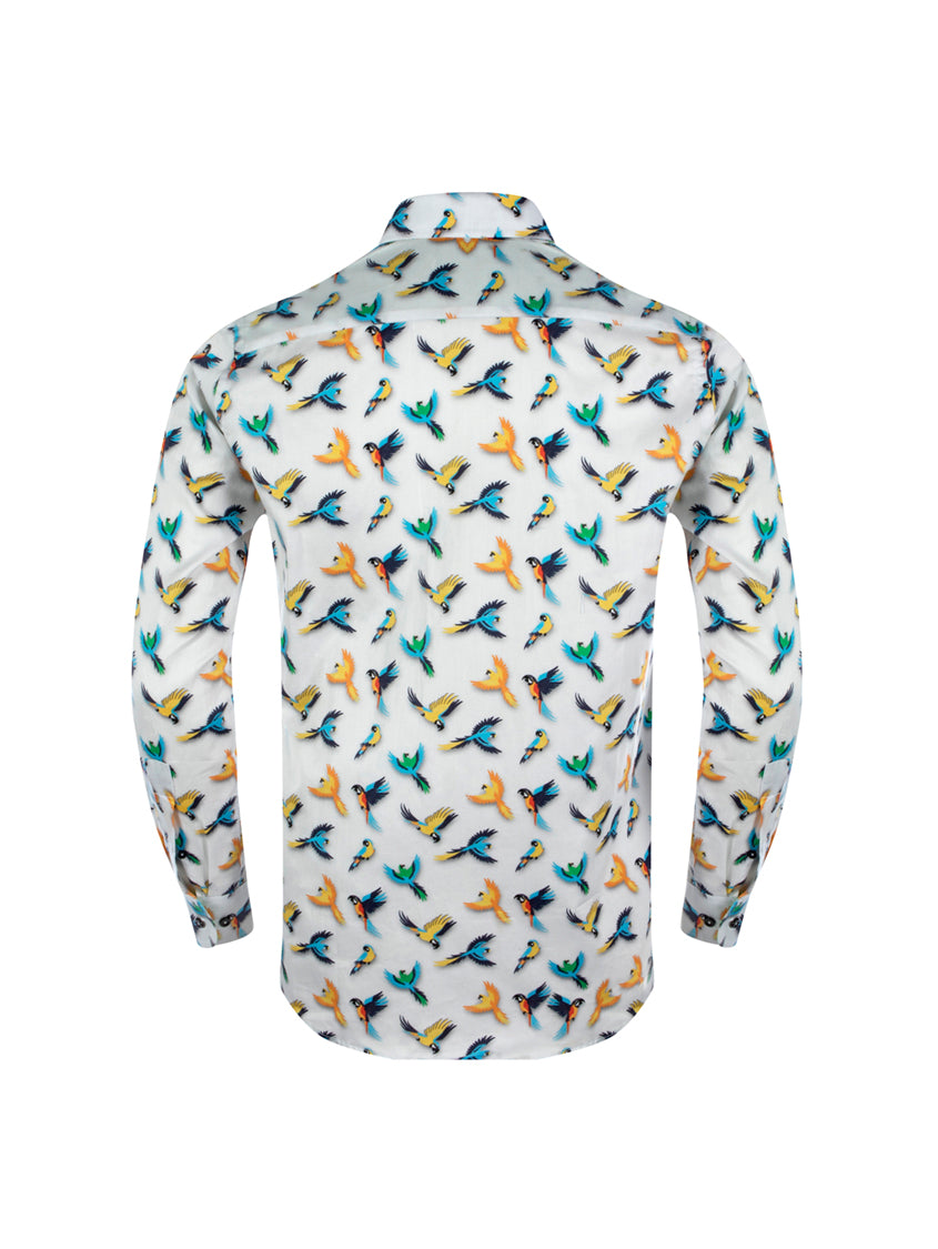 Parrot Print Cotton Shirt