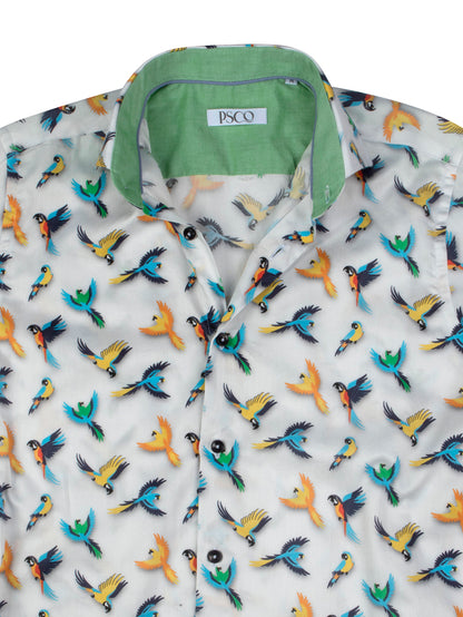 Parrot Print Cotton Shirt