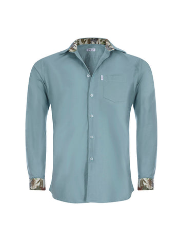 Oxford Cotton Contrast Shirt in Sea Green