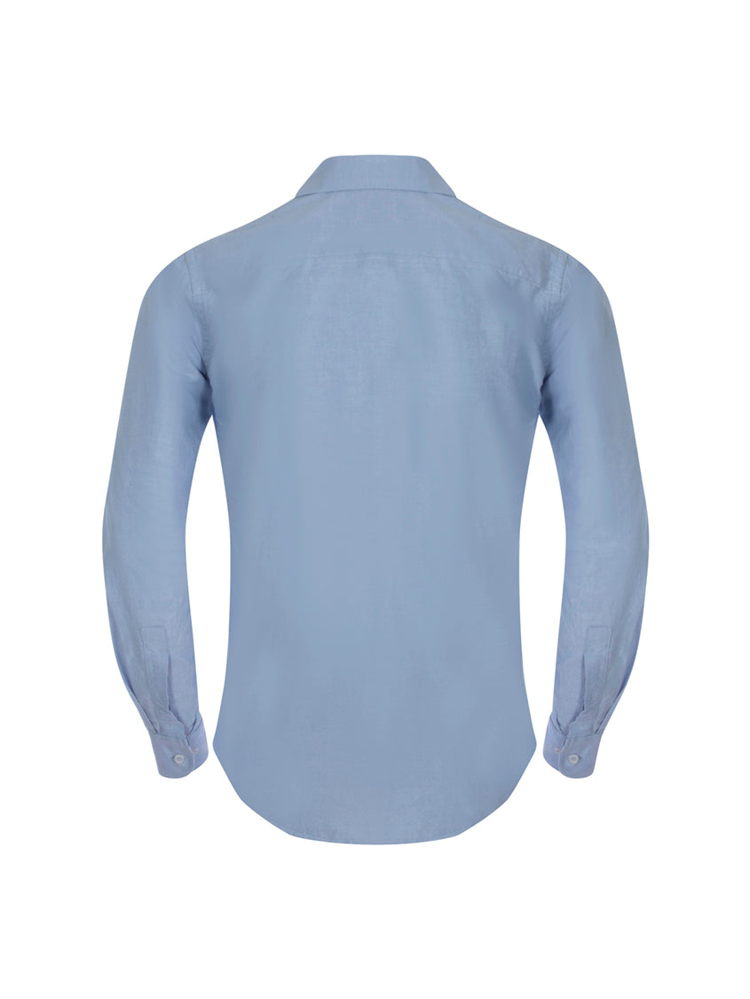 Oxford Cotton Contrast Shirt in Sky Blue