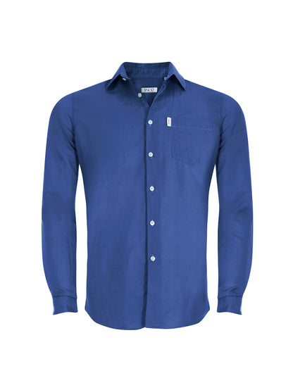 Essential Linen/Cotton Shirt in Cobalt Blue