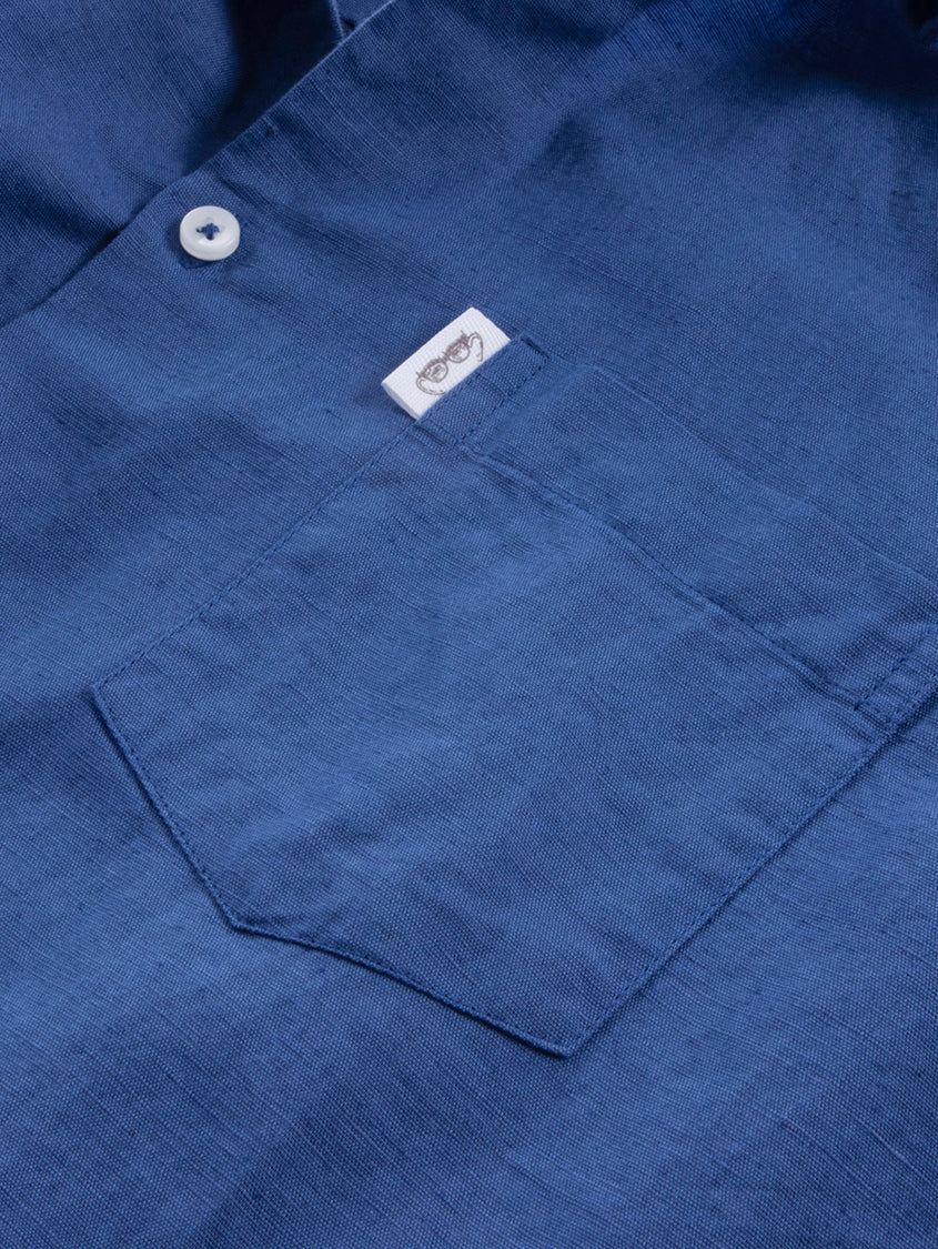 Essential Linen/Cotton Shirt in Cobalt Blue