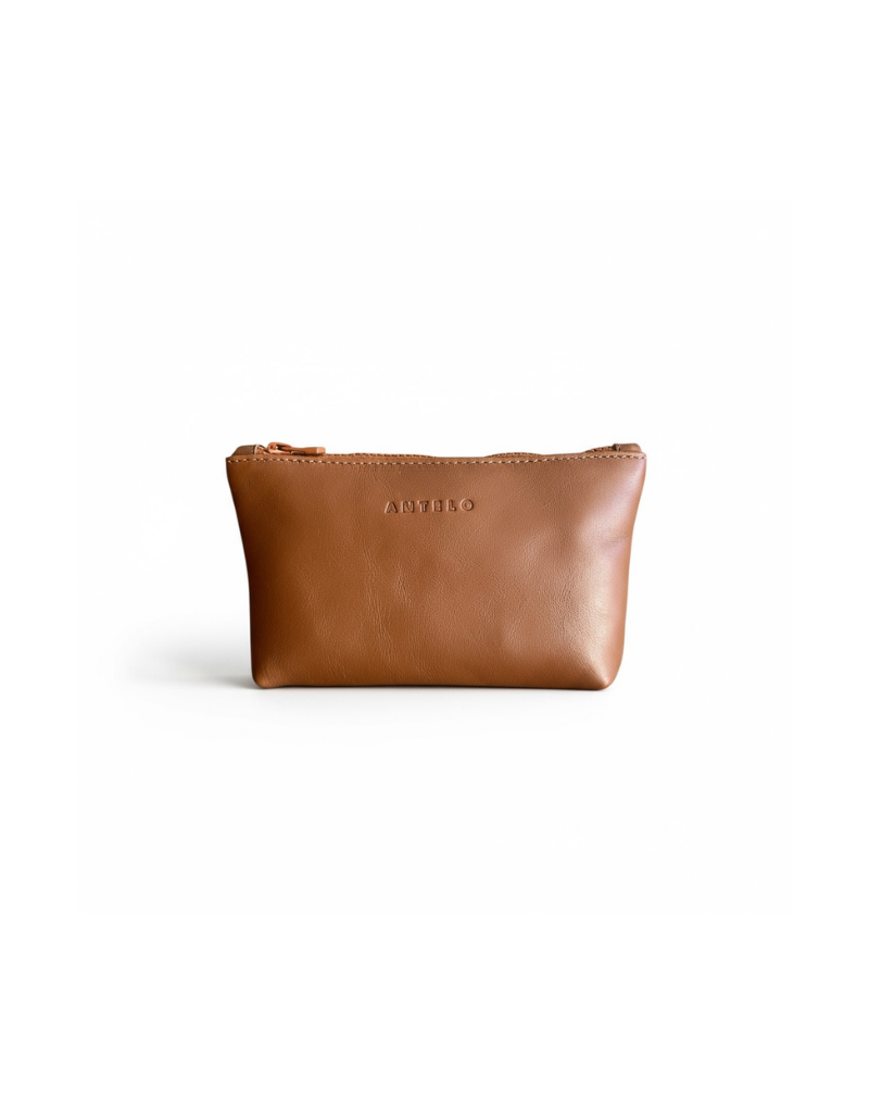 Norris Leather Zip Pouch in Cider Tan