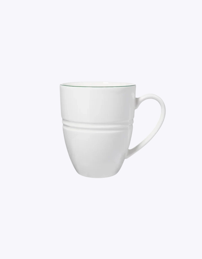 Basics Edge Rim Coupe Mug in White / Green / 390ml
