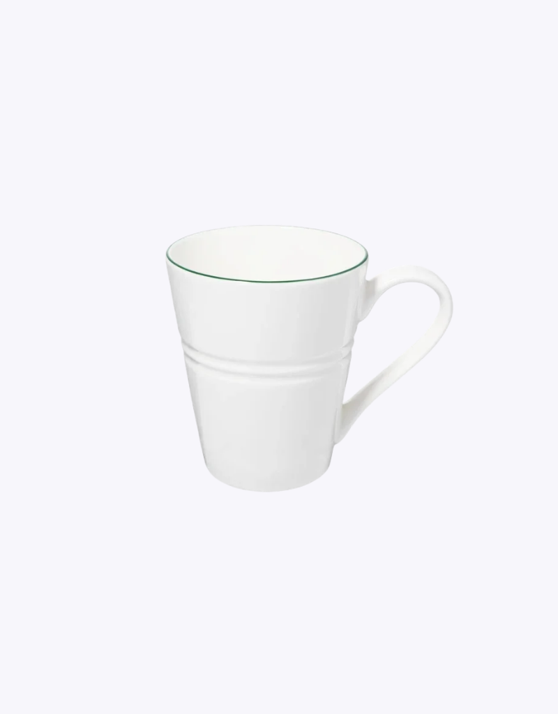 Basics Edge Rim Conical Mug in White / Green / 300ml