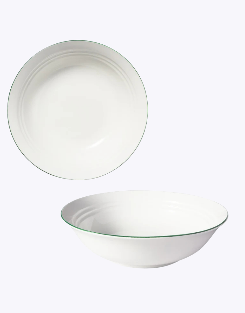 Basics Edge Rim Soup / Pasta Bowl in White / Green / 20 x 5.5cm