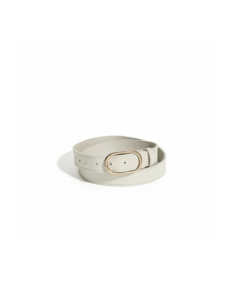 Oval Big Sis Leather Minimalist Belt in Bone White