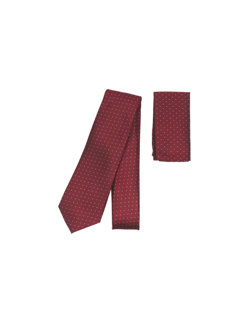 Tie & Pocket Square in Geometric Red