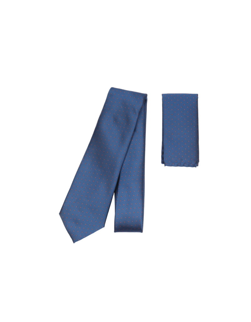 Tie & Pocket Square in Geometric Cobalt