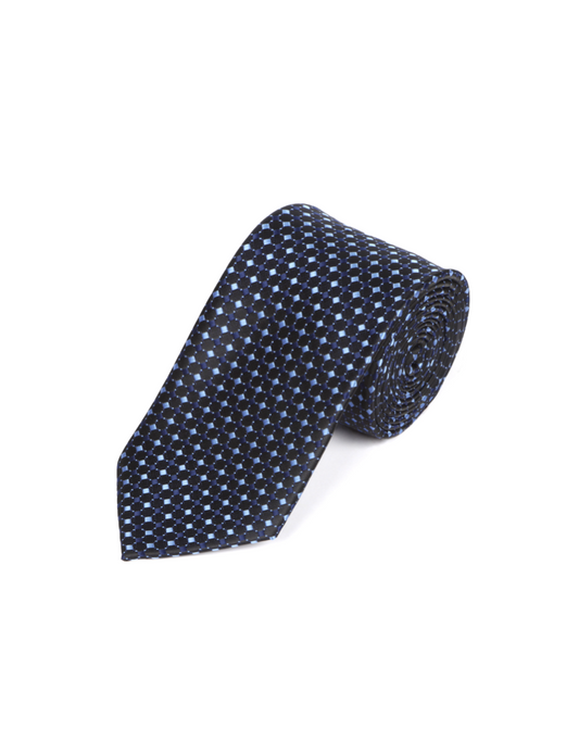 Tie & Pocket Square in Small Squres Navy