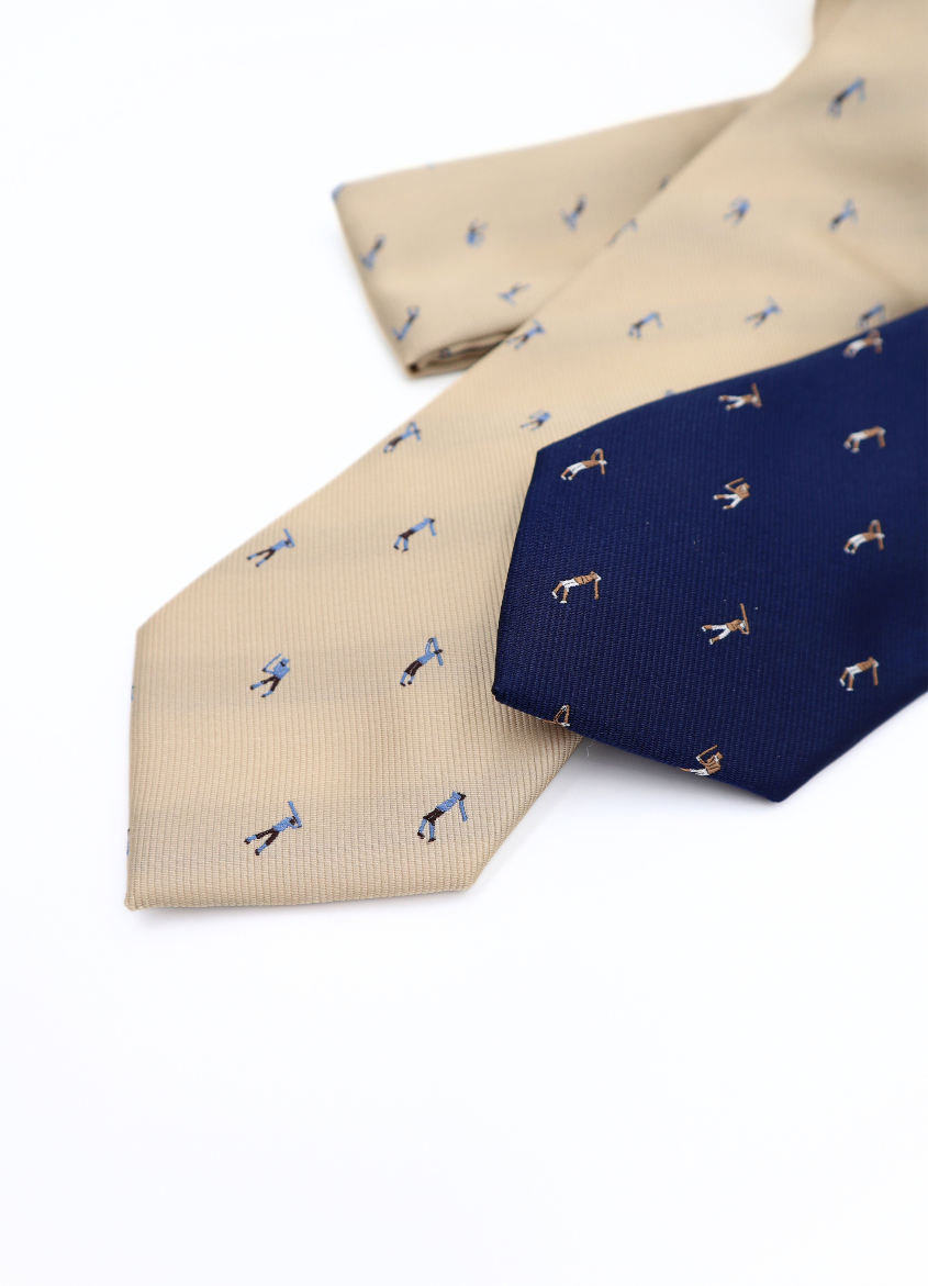 Golfers Printed Tie and Pocket Square