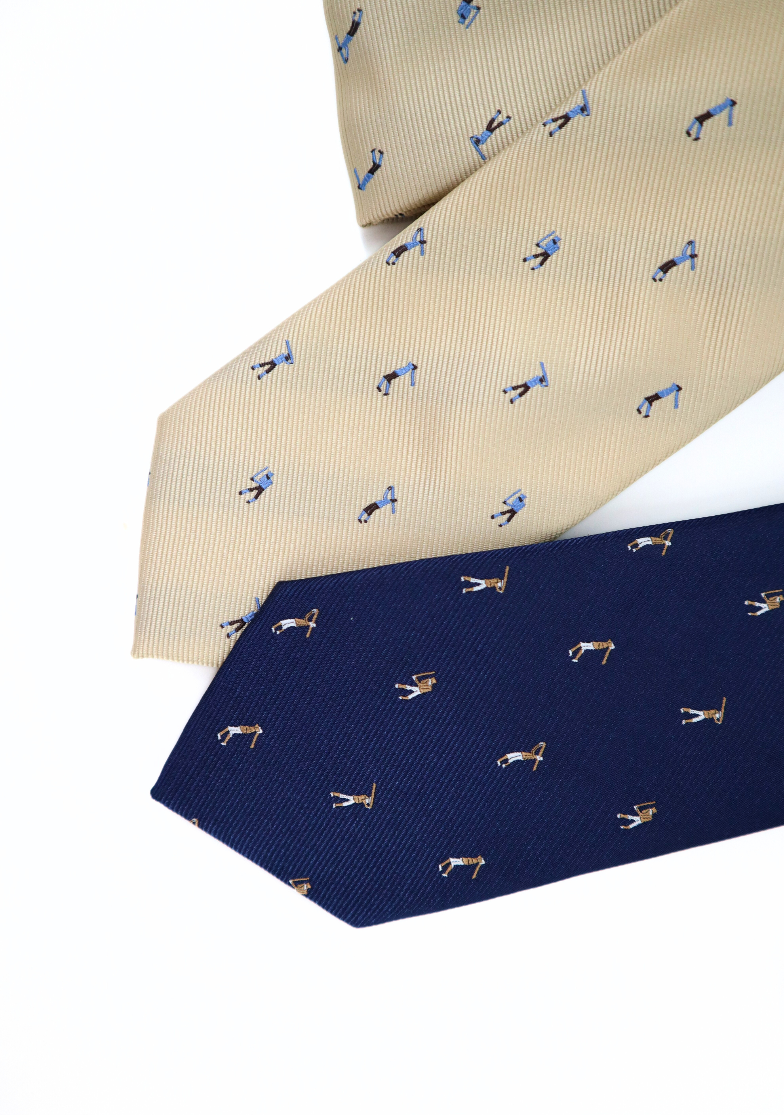 Golfers Printed Tie and Pocket Square