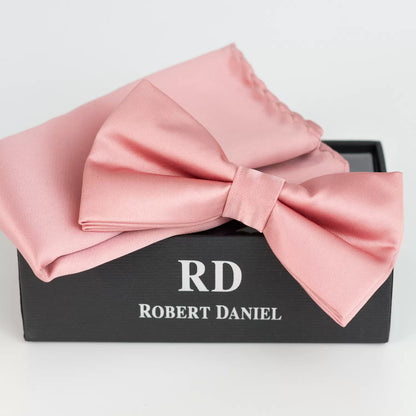 Bowtie With Matching Pocket Square in Dusty Pink