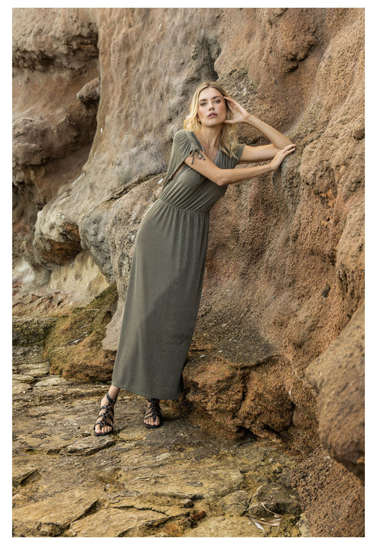 Rosa Jane Maxi Dress in Khaki