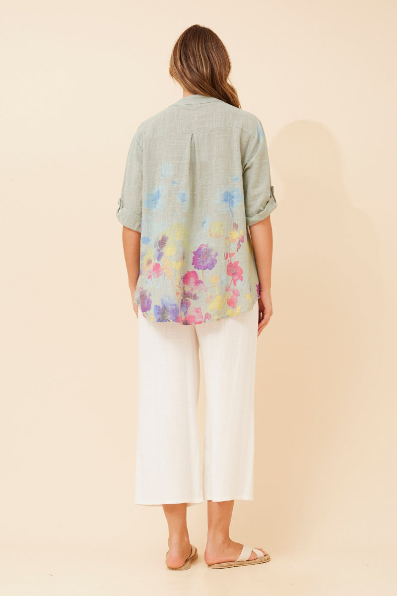 Floral Print Top in Sage