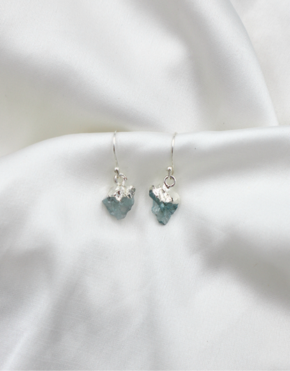 Sterling Silver Rough Aquamarine Earrings