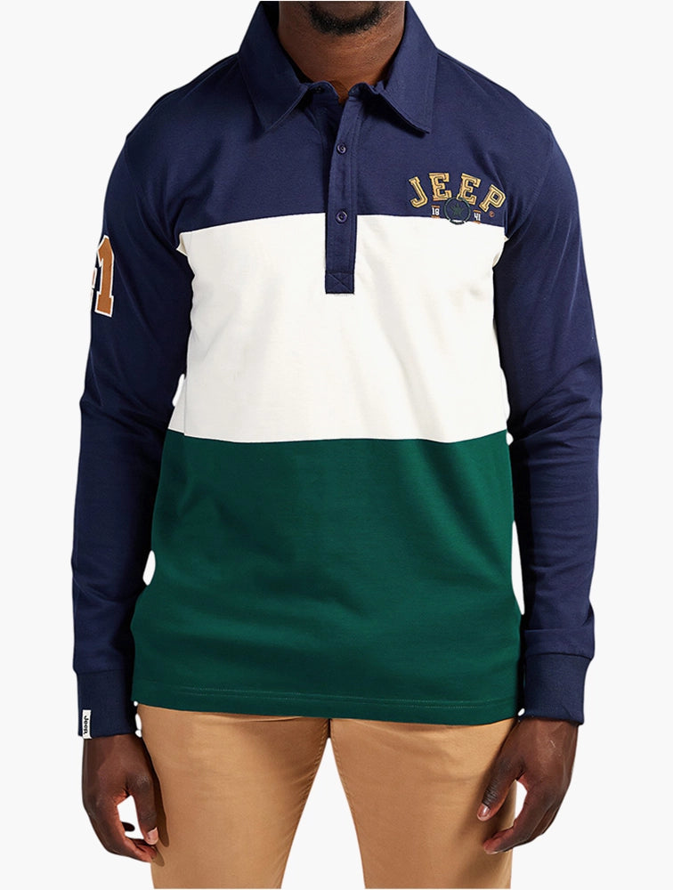 Stripe Rugby Polo in Midnight Blue / Multi