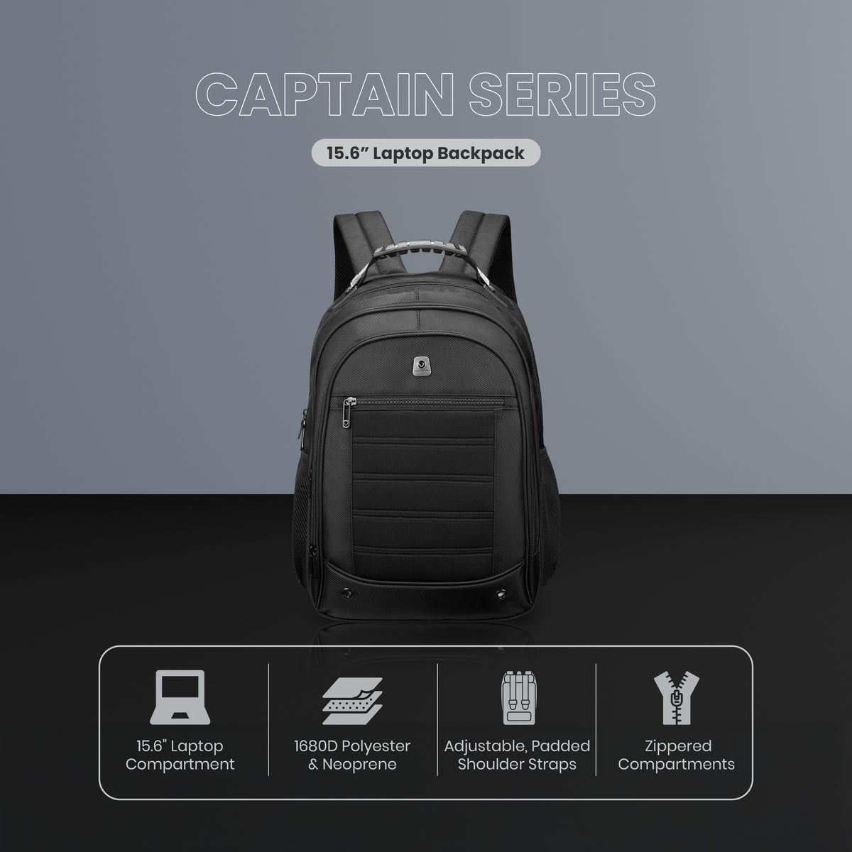 Captain Laptop Backpack in Black